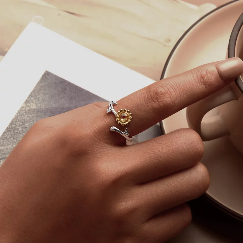 (afbeelding voor) PANDORA Stijl Zonnebloem Open Ring - BSR549-E - Bekijken 5