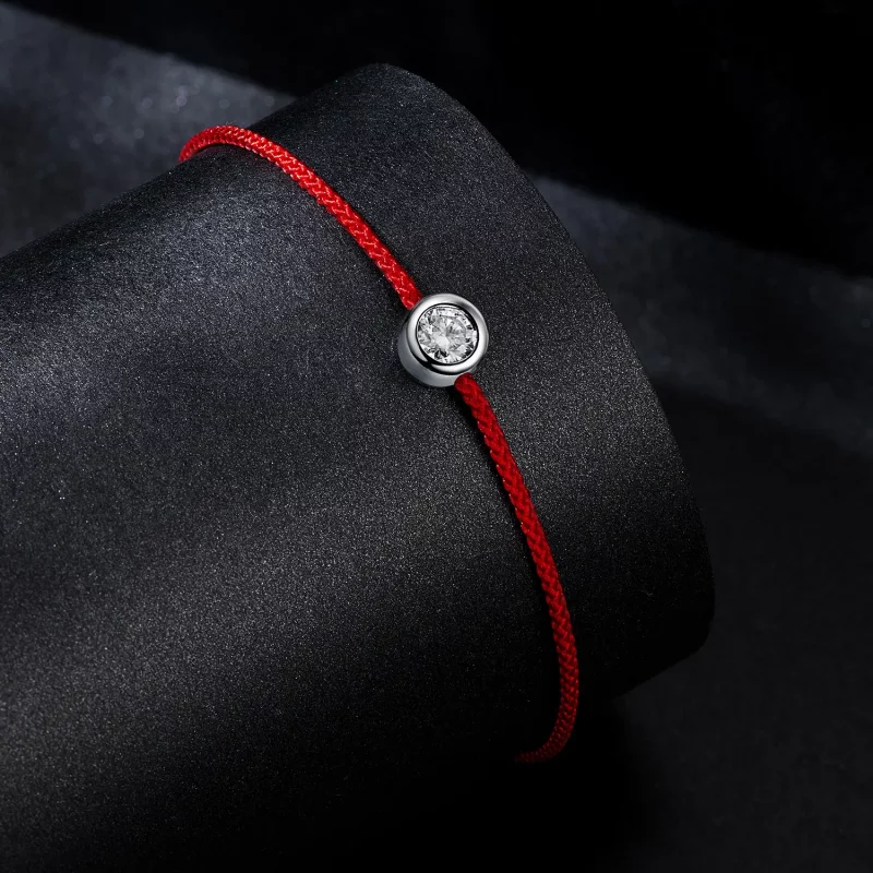 (afbeelding voor) PANDORA Stijl Exquisite Moissanite Rode Koord Armband (Eén Certificaat) - MSB014 - Bekijken 2