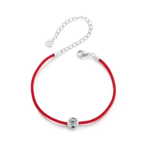 PANDORA Stijl Exquisite Moissanite Rode Koord Armband (Eén Certificaat) - MSB014 (afbeelding voor) PANDORA Stijl Exquisite Moissanite Rode Koord Armband (Eén Certificaat) - MSB014
