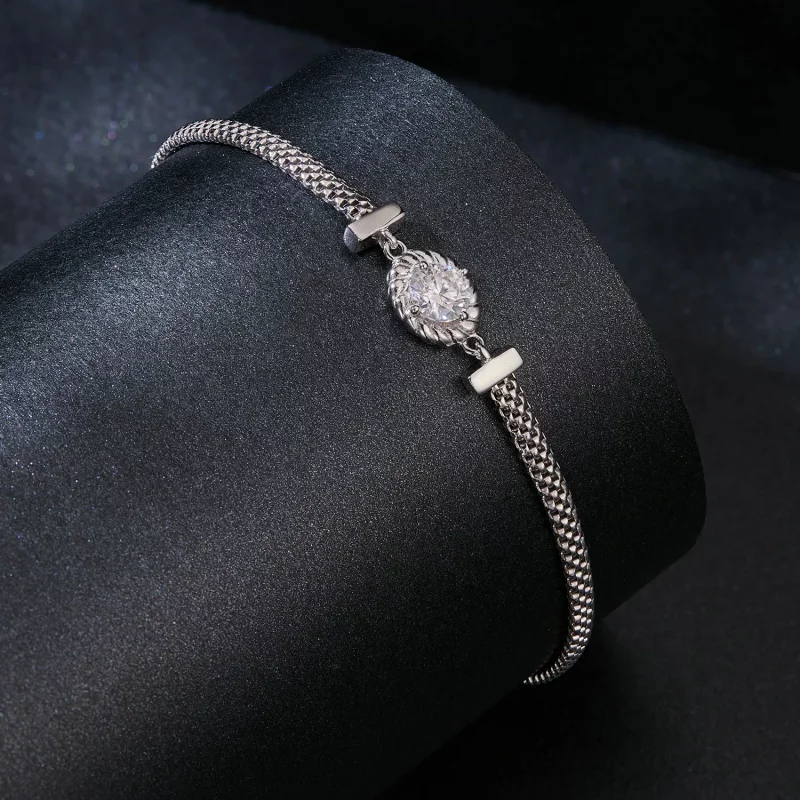 (afbeelding voor) PANDORA-stijl Moissanite Geverfd Sterling Zilveren Armband (Eén Certificaat) - M - Bekijken 2