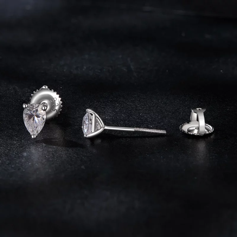 (afbeelding voor) PANDORA-stijl Waterdruppel Moissanite Oorbellen (Twee Certificaten) - MSE049 - Bekijken 4