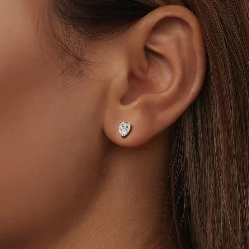 (afbeelding voor) PANDORA-stijl Waterdruppel Moissanite Oorbellen (Twee Certificaten) - MSE049 - Bekijken 5