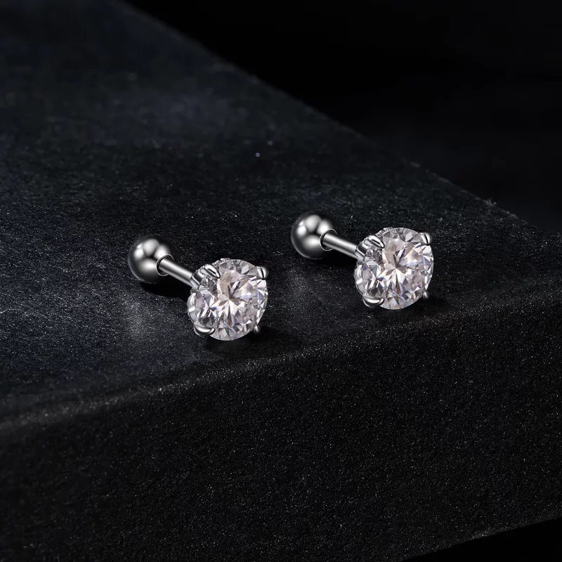 (afbeelding voor) PANDORA-stijl Moissanite Patroon Draad Bal Oorbellen (Twee Certificaten) - MSE05 - Bekijken 2
