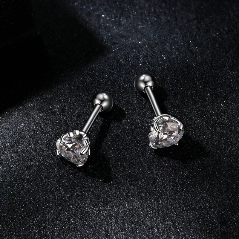 (afbeelding voor) PANDORA-stijl Moissanite Patroon Draad Bal Oorbellen (Twee Certificaten) - MSE05 - Bekijken 3