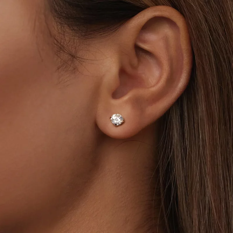 (afbeelding voor) PANDORA-stijl Moissanite Patroon Draad Bal Oorbellen (Twee Certificaten) - MSE05 - Bekijken 5