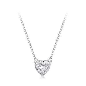 PANDORA Stijl Exquisiet Hartvormig Moissaniet Sleutelbeenketting (Eén Certificaat) - MSN032 (afbeelding voor) PANDORA Stijl Exquisiet Hartvormig Moissaniet Sleutelbeenketting (Eén Certificaat) - MSN032