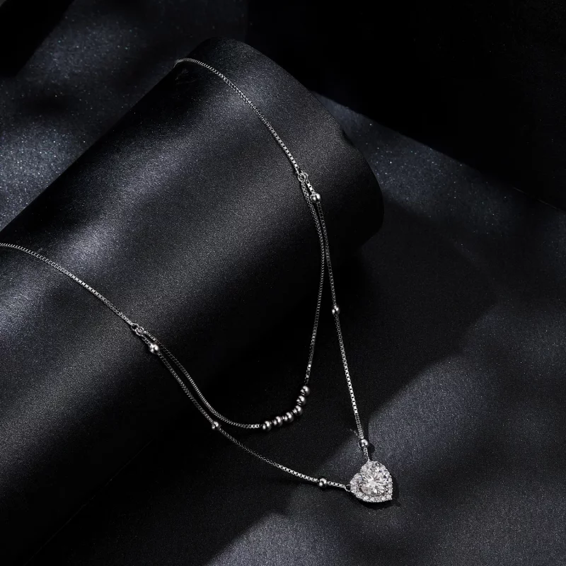 (afbeelding voor) PANDORA Stijl Dubbele Moissanite Ketting (Eén Certificaat) - MSN033 - Bekijken 2