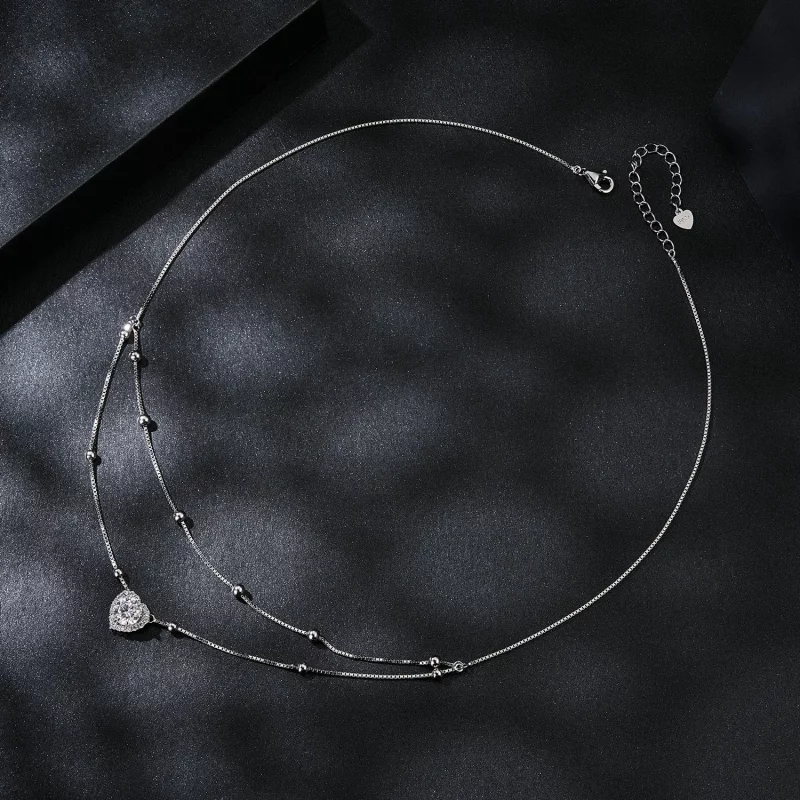 (afbeelding voor) PANDORA Stijl Dubbele Moissanite Ketting (Eén Certificaat) - MSN033 - Bekijken 3