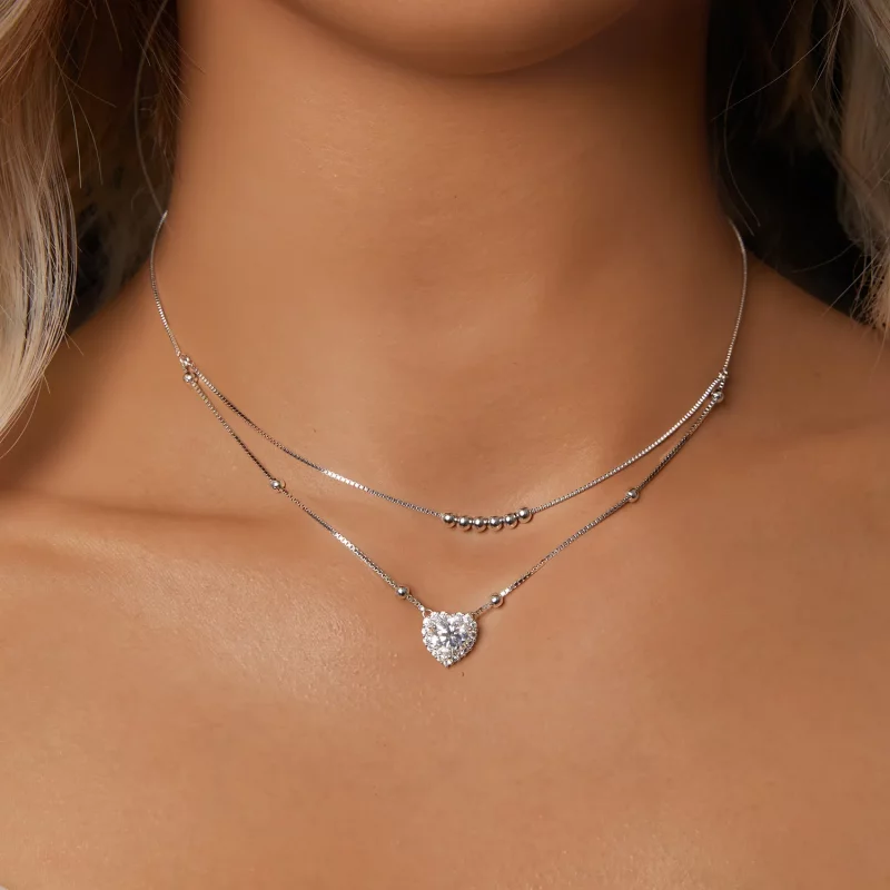 (afbeelding voor) PANDORA Stijl Dubbele Moissanite Ketting (Eén Certificaat) - MSN033 - Bekijken 5