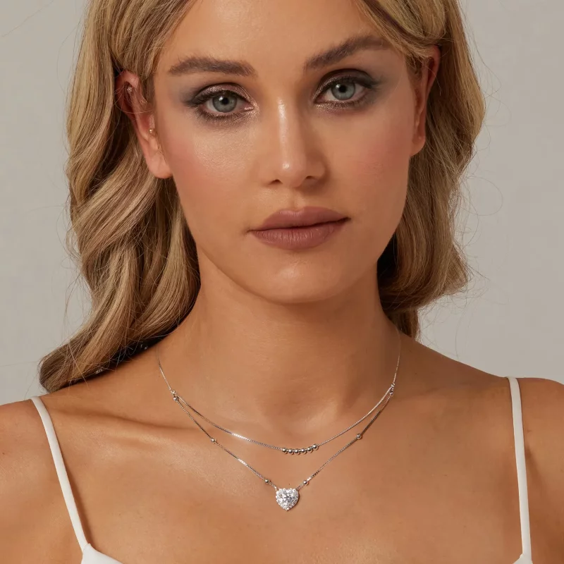 (afbeelding voor) PANDORA Stijl Dubbele Moissanite Ketting (Eén Certificaat) - MSN033 - Bekijken 6