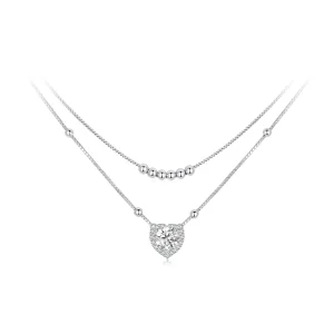PANDORA Stijl Dubbele Moissanite Ketting (Eén Certificaat) - MSN033 (afbeelding voor) PANDORA Stijl Dubbele Moissanite Ketting (Eén Certificaat) - MSN033