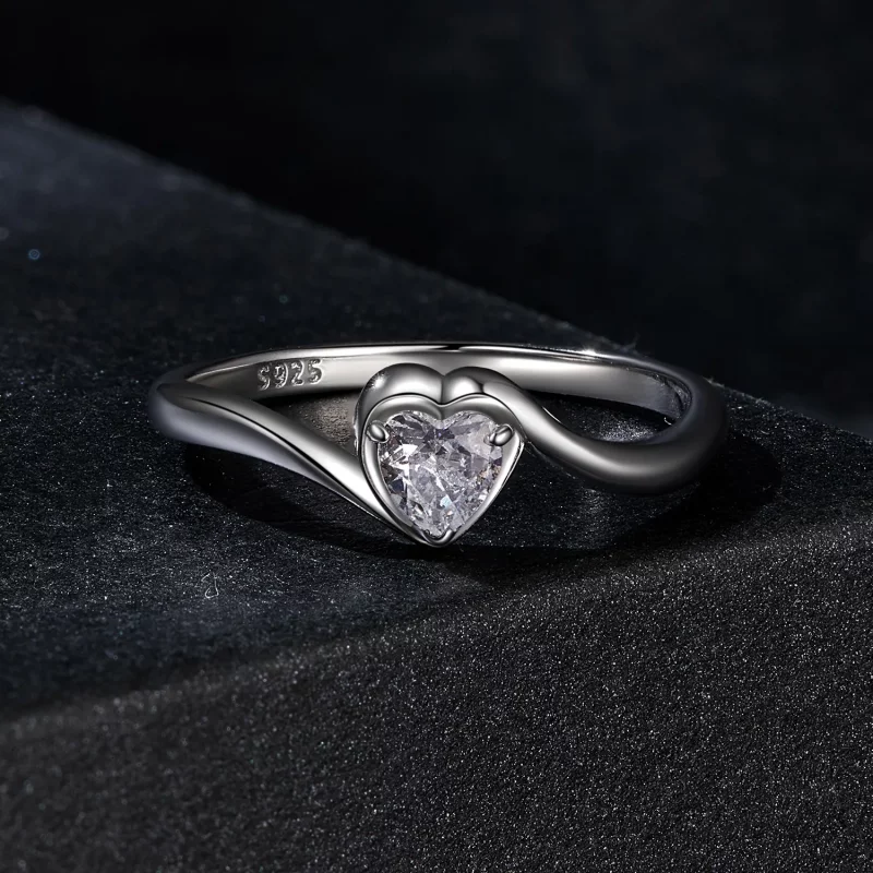(afbeelding voor) PANDORA Stijl Exquisite Love Moissanite Ring (Eén Certificaat) - MSR047 - Bekijken 3