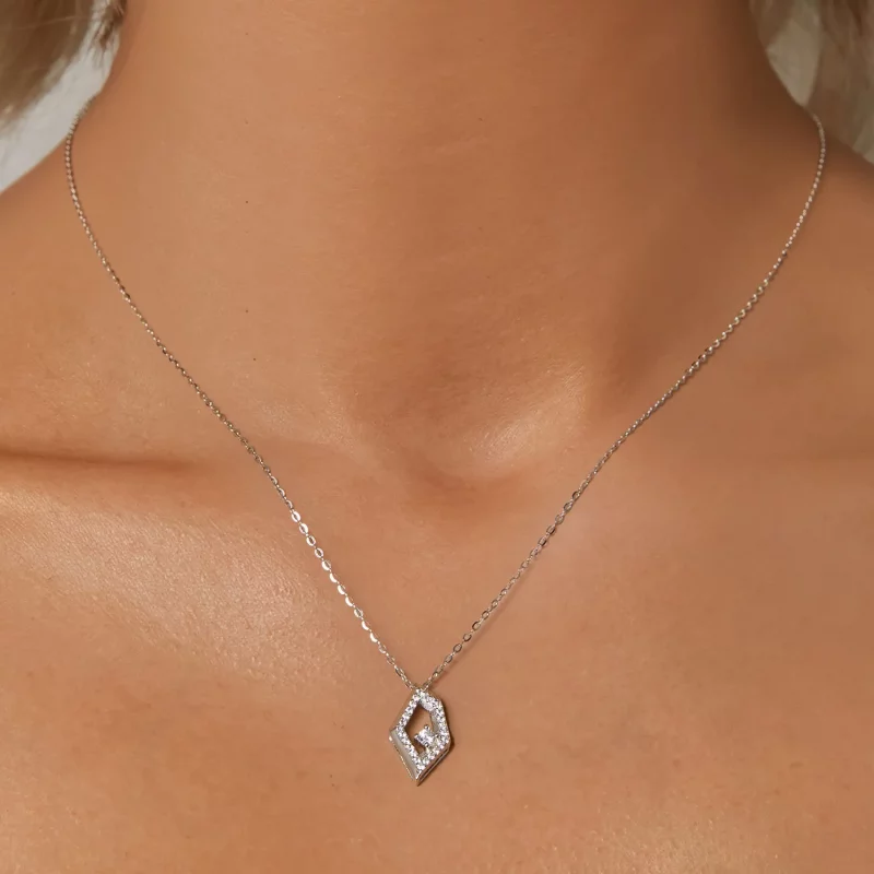 (afbeelding voor) PANDORA Stijl Geometrische Glinster Halsketting - SCN517 - Bekijken 5