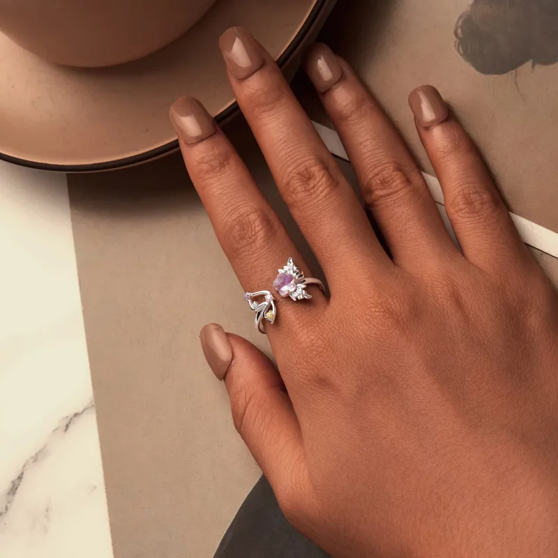(afbeelding voor) PANDORA Stijl Roze Vlinder Open Ring - SCR1011-E - Bekijken 4