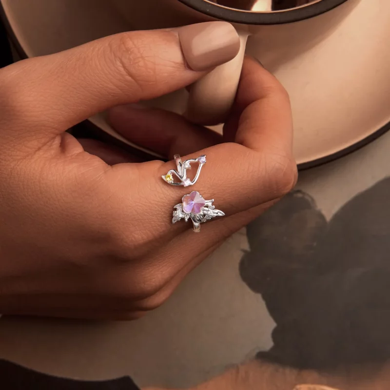 (afbeelding voor) PANDORA Stijl Roze Vlinder Open Ring - SCR1011-E - Bekijken 5