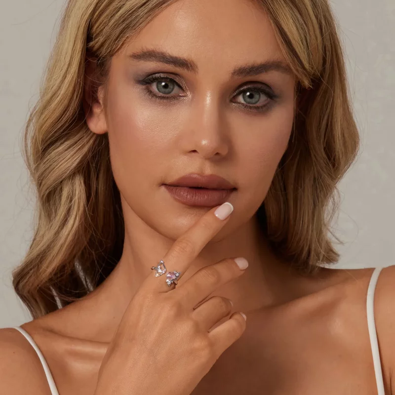 (afbeelding voor) PANDORA Stijl Roze Vlinder Open Ring - SCR1011-E - Bekijken 7