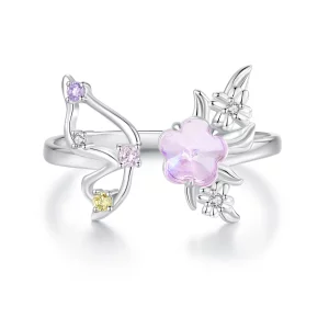 (afbeelding voor) PANDORA Stijl Roze Vlinder Open Ring - SCR1011-E
