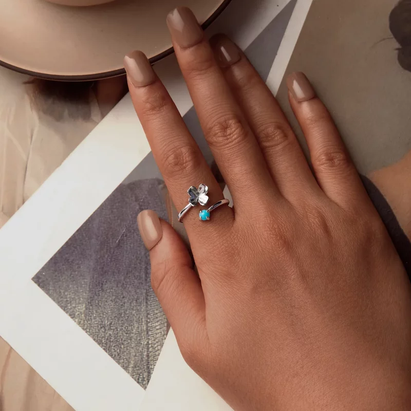 (afbeelding voor) PANDORA Stijl Vierblad Klaver Open Ring - SCR1023-E - Bekijken 4
