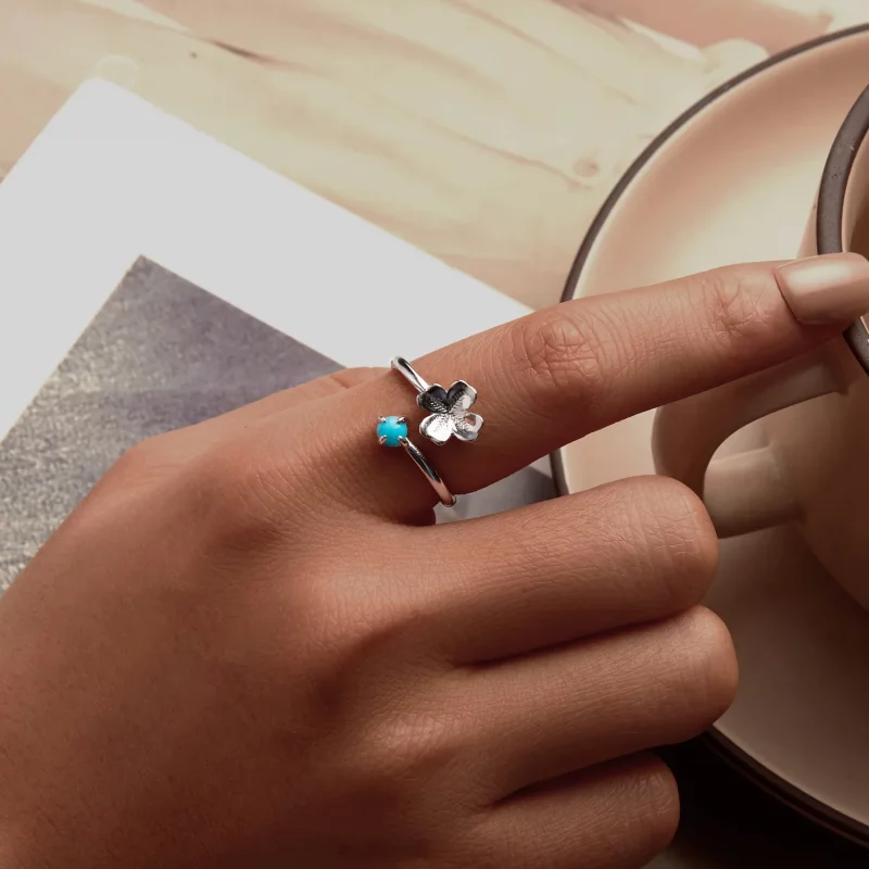 (afbeelding voor) PANDORA Stijl Vierblad Klaver Open Ring - SCR1023-E - Bekijken 5