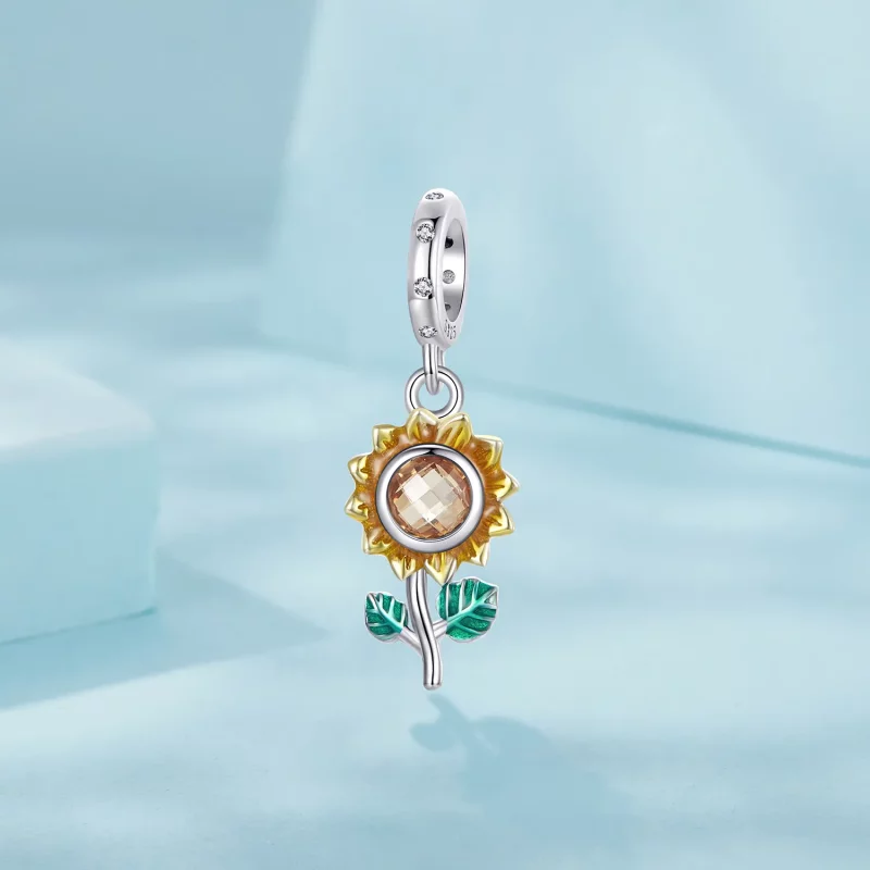 (afbeelding voor) PANDORA-stijl Zonnebloem Hangende Dangler - SCX151 - Bekijken 2