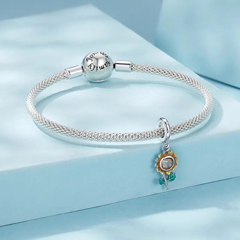 (afbeelding voor) PANDORA-stijl Zonnebloem Hangende Dangler - SCX151 - Bekijken 3
