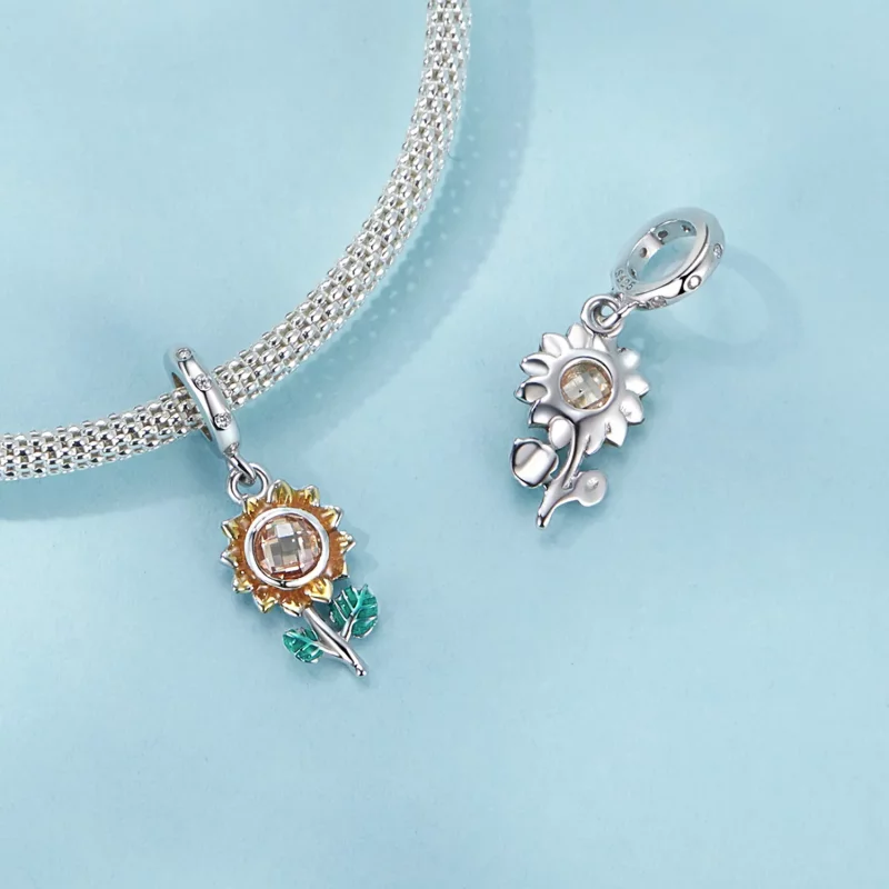 (afbeelding voor) PANDORA-stijl Zonnebloem Hangende Dangler - SCX151 - Bekijken 4