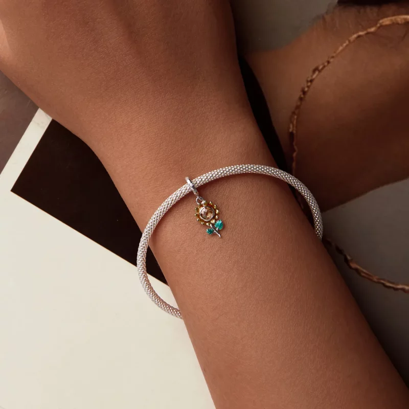 (afbeelding voor) PANDORA-stijl Zonnebloem Hangende Dangler - SCX151 - Bekijken 5