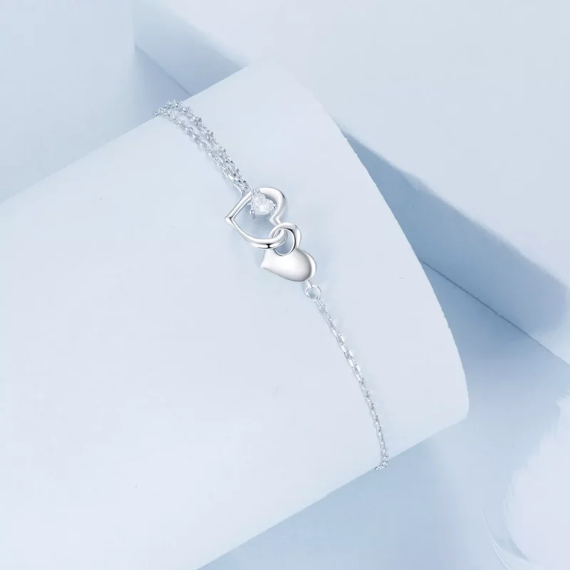 (afbeelding voor) PANDORA Stijl Dubbele Hart Armband - BSB178 - Bekijken 2