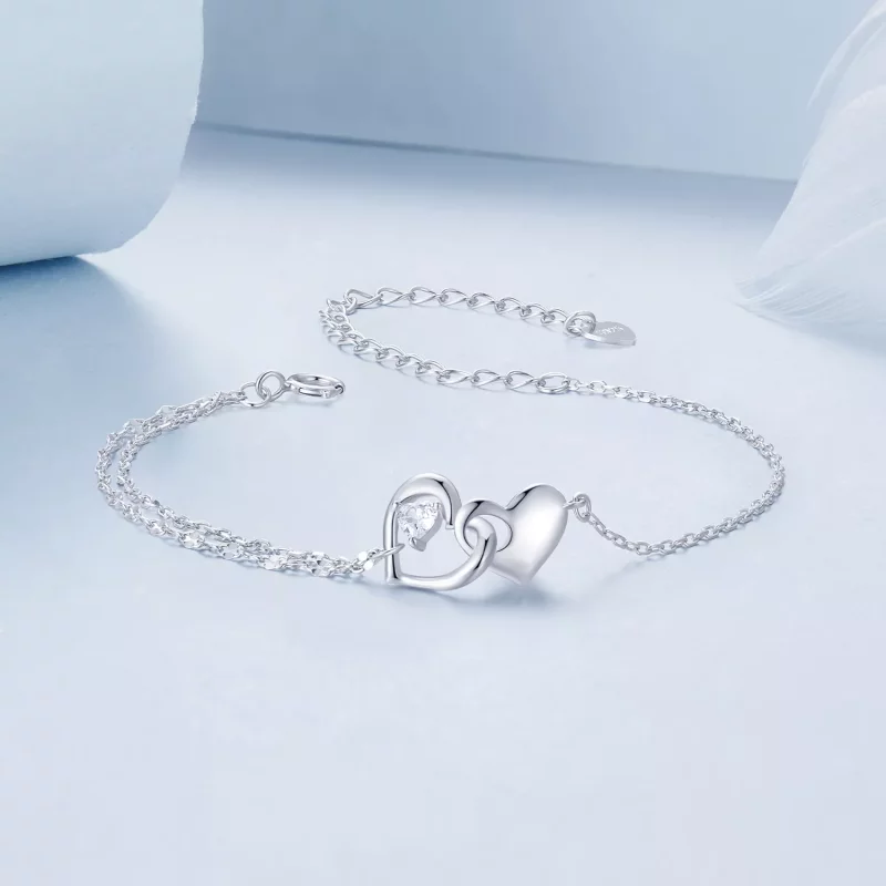 (afbeelding voor) PANDORA Stijl Dubbele Hart Armband - BSB178 - Bekijken 3