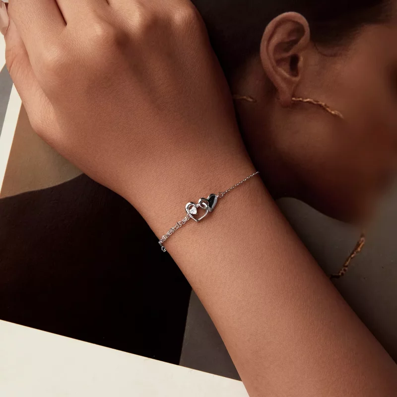 (afbeelding voor) PANDORA Stijl Dubbele Hart Armband - BSB178 - Bekijken 4