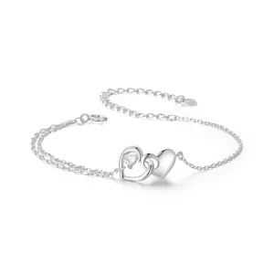 PANDORA Stijl Dubbele Hart Armband - BSB178 (afbeelding voor) PANDORA Stijl Dubbele Hart Armband - BSB178