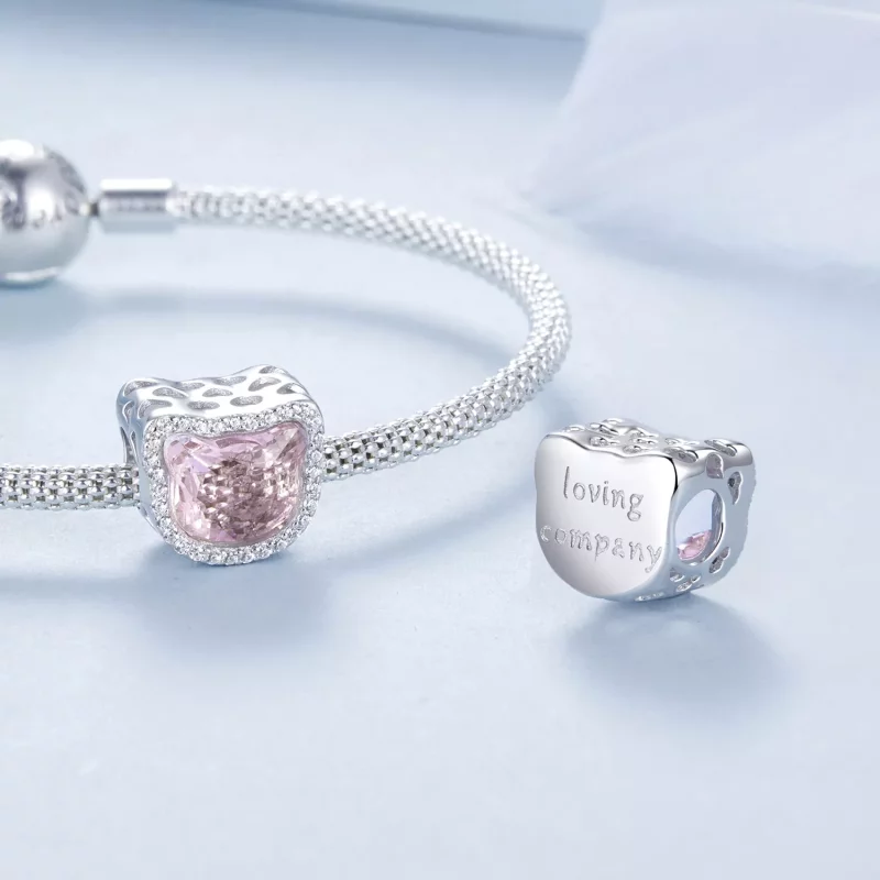 (afbeelding voor) PANDORA Stijl Roze Kat charm - BSC1020 - Bekijken 4