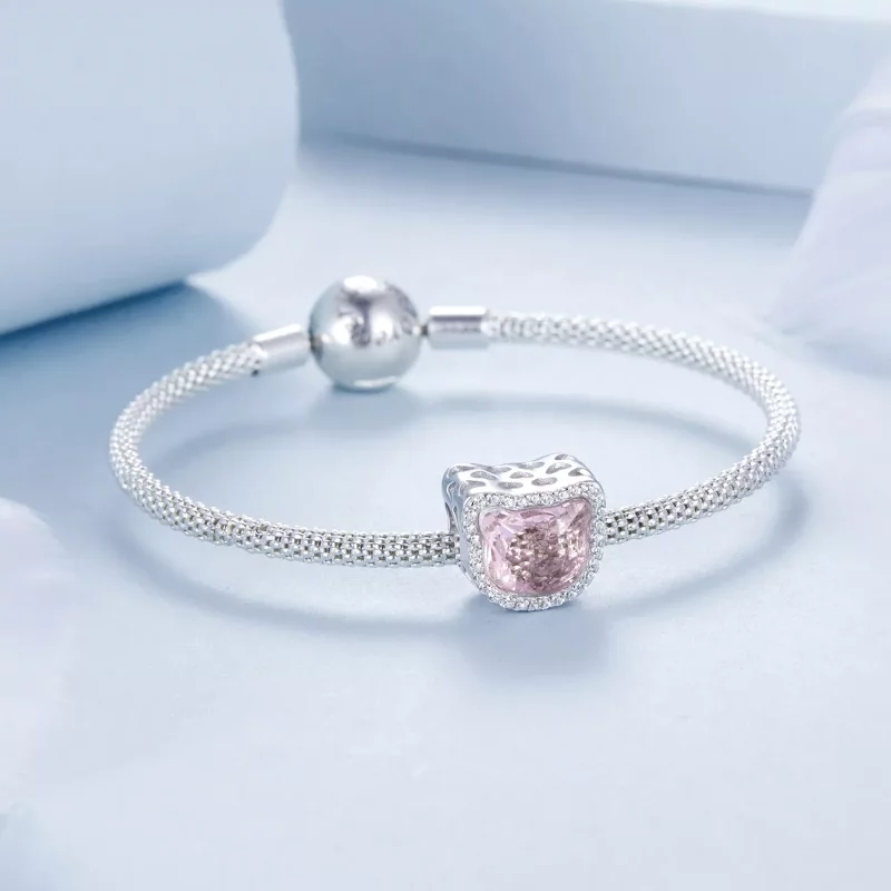(afbeelding voor) PANDORA Stijl Roze Kat charm - BSC1020 - Bekijken 5