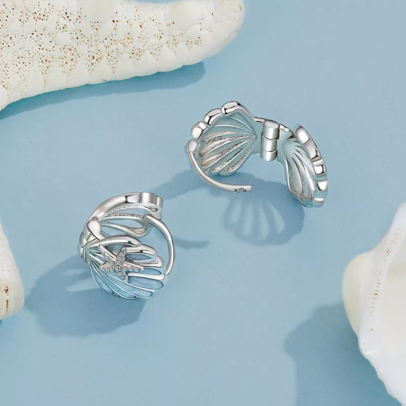 (afbeelding voor) PANDORA-stijl Schelp oorbellen - BSE1011 - Bekijken 4