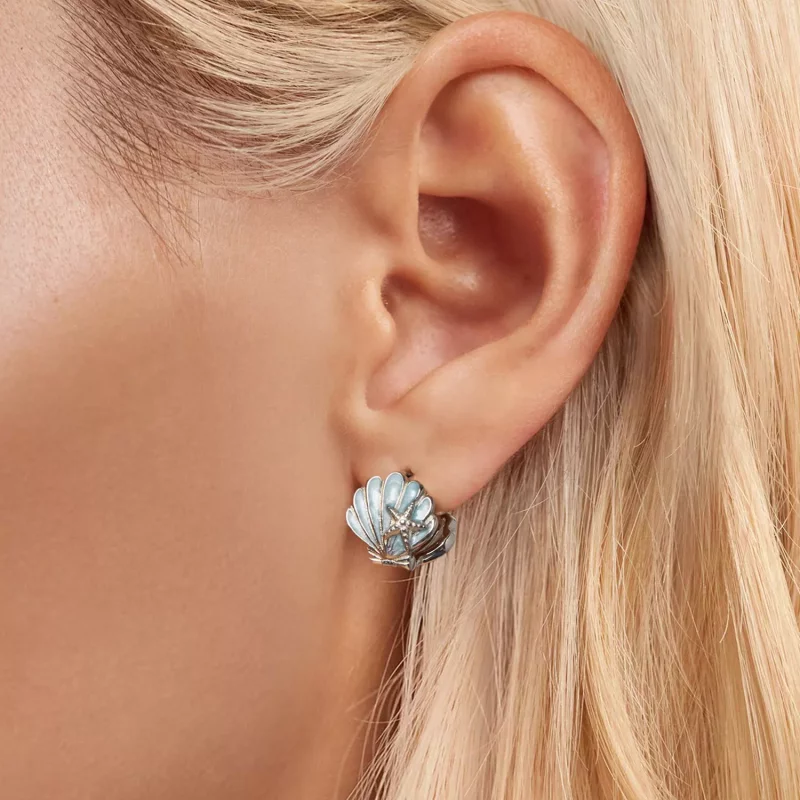 (afbeelding voor) PANDORA-stijl Schelp oorbellen - BSE1011 - Bekijken 5