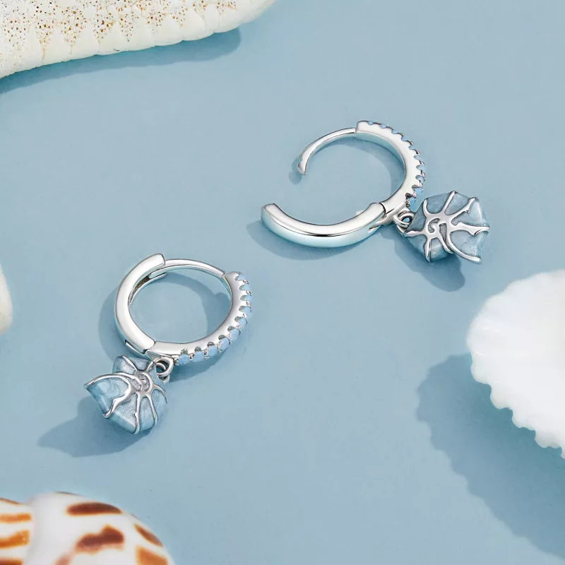(afbeelding voor) PANDORA Stijl Blauwe schelp oorbellen - BSE1012 - Bekijken 4