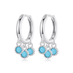 PANDORA-stijl Turkoois oorbellen - BSE1019 (afbeelding voor) PANDORA-stijl Turkoois oorbellen - BSE1019