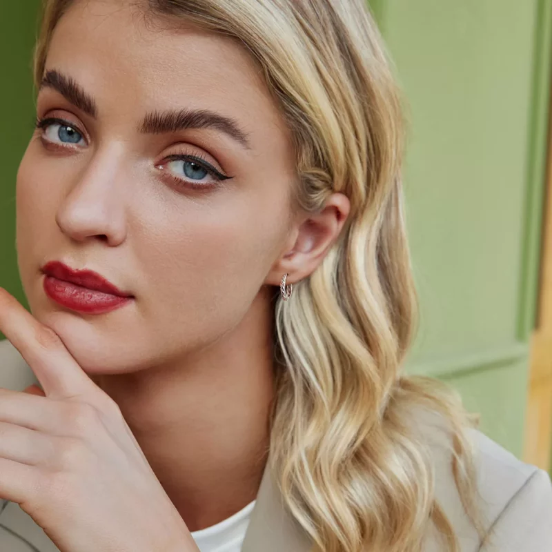 (afbeelding voor) PANDORA Stijl Metalen twist oorbellen - BSE1024-S - Bekijken 8
