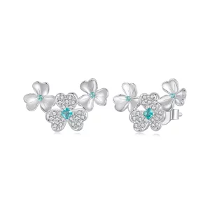 PANDORA-stijl Shamrock oorbellen - BSE1026 (afbeelding voor) PANDORA-stijl Shamrock oorbellen - BSE1026