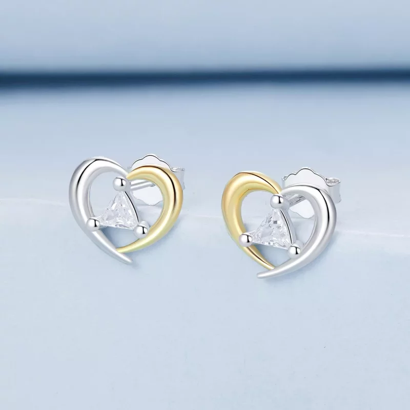 (afbeelding voor) PANDORA Stijl Tweekleurige hart oorbellen - BSE1027 - Bekijken 2