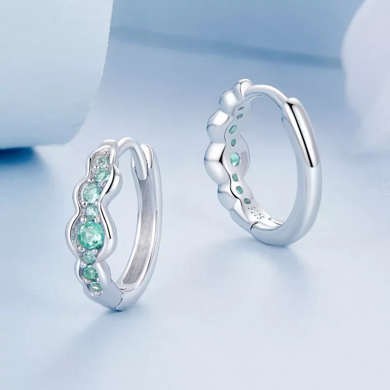 (afbeelding voor) PANDORA-stijl Green Wave Oorbellen - BSE1034 - Bekijken 3