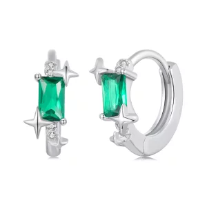 PANDORA-stijl Smaragd Ster Oorbellen - BSE1036 (afbeelding voor) PANDORA-stijl Smaragd Ster Oorbellen - BSE1036