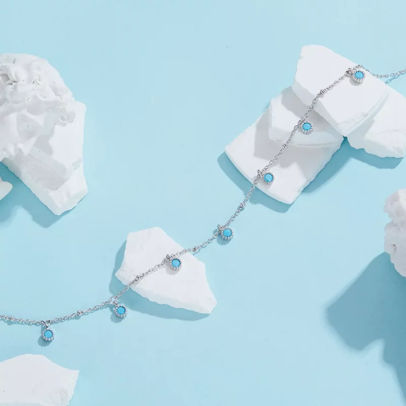 (afbeelding voor) PANDORA-stijl Turkoois ketting - BSN388 - Bekijken 3