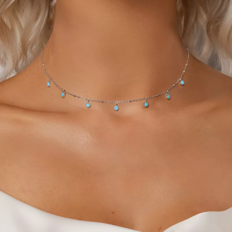 (afbeelding voor) PANDORA-stijl Turkoois ketting - BSN388 - Bekijken 5