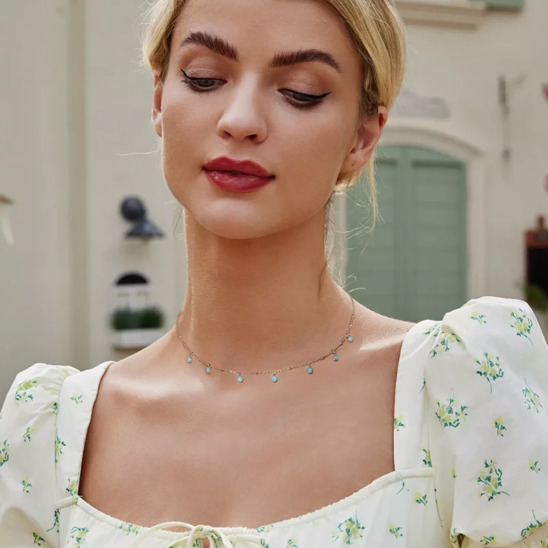 (afbeelding voor) PANDORA-stijl Turkoois ketting - BSN388 - Bekijken 6