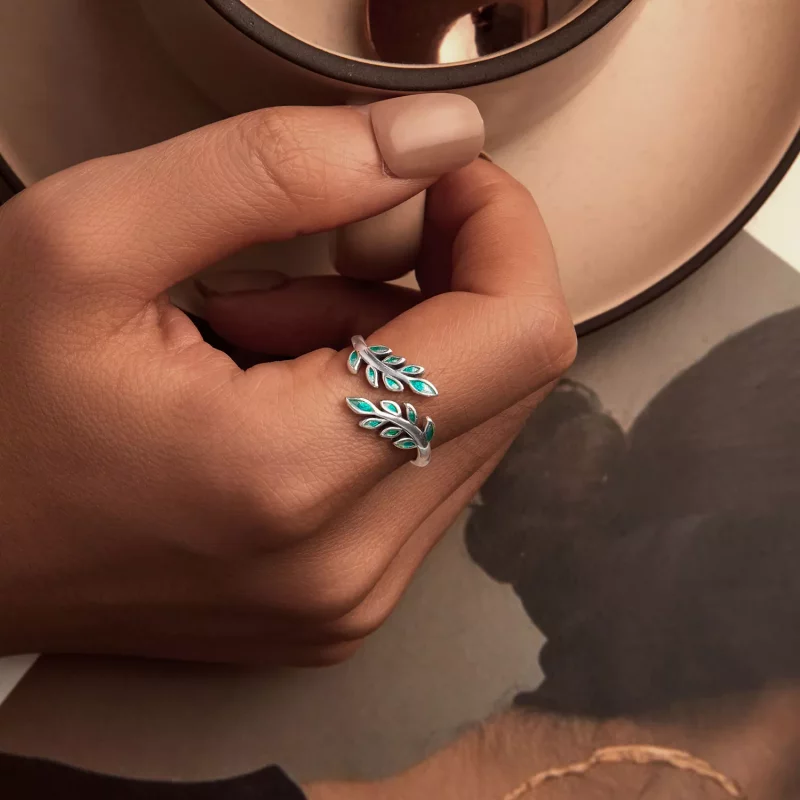 (afbeelding voor) PANDORA Stijl Blad Open Ring - BSR542-E - Bekijken 7