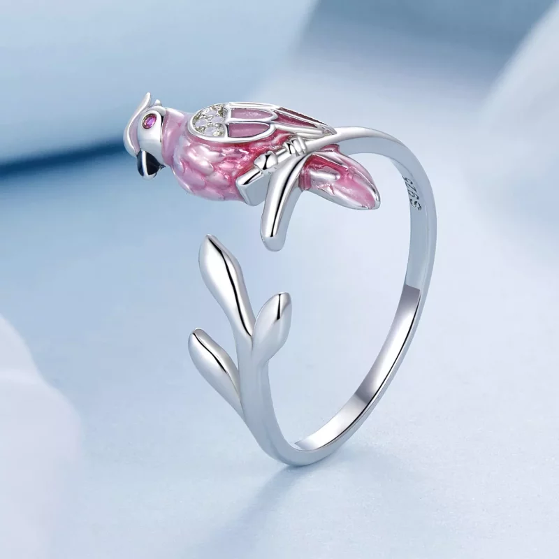 (afbeelding voor) PANDORA Stijl Roze Papegaai Open Ring - BSR551-E - Bekijken 2