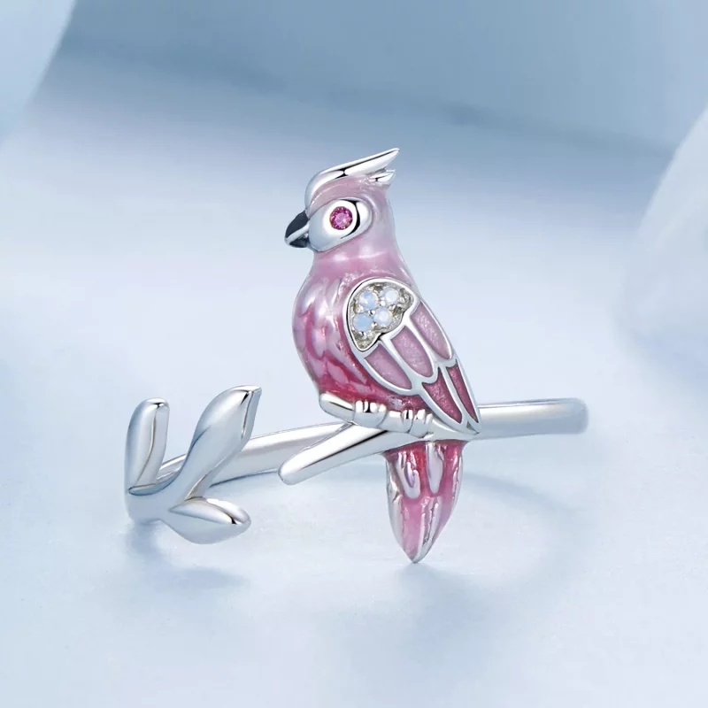 (afbeelding voor) PANDORA Stijl Roze Papegaai Open Ring - BSR551-E - Bekijken 3