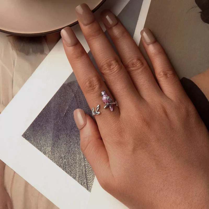 (afbeelding voor) PANDORA Stijl Roze Papegaai Open Ring - BSR551-E - Bekijken 4