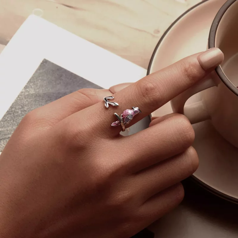 (afbeelding voor) PANDORA Stijl Roze Papegaai Open Ring - BSR551-E - Bekijken 5